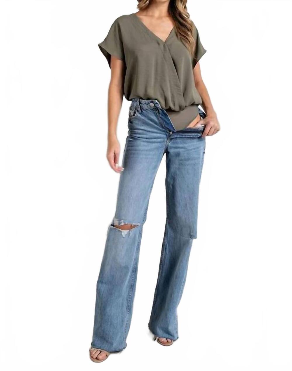 NEW EE:SOME be present v-neck bodysuit in olive